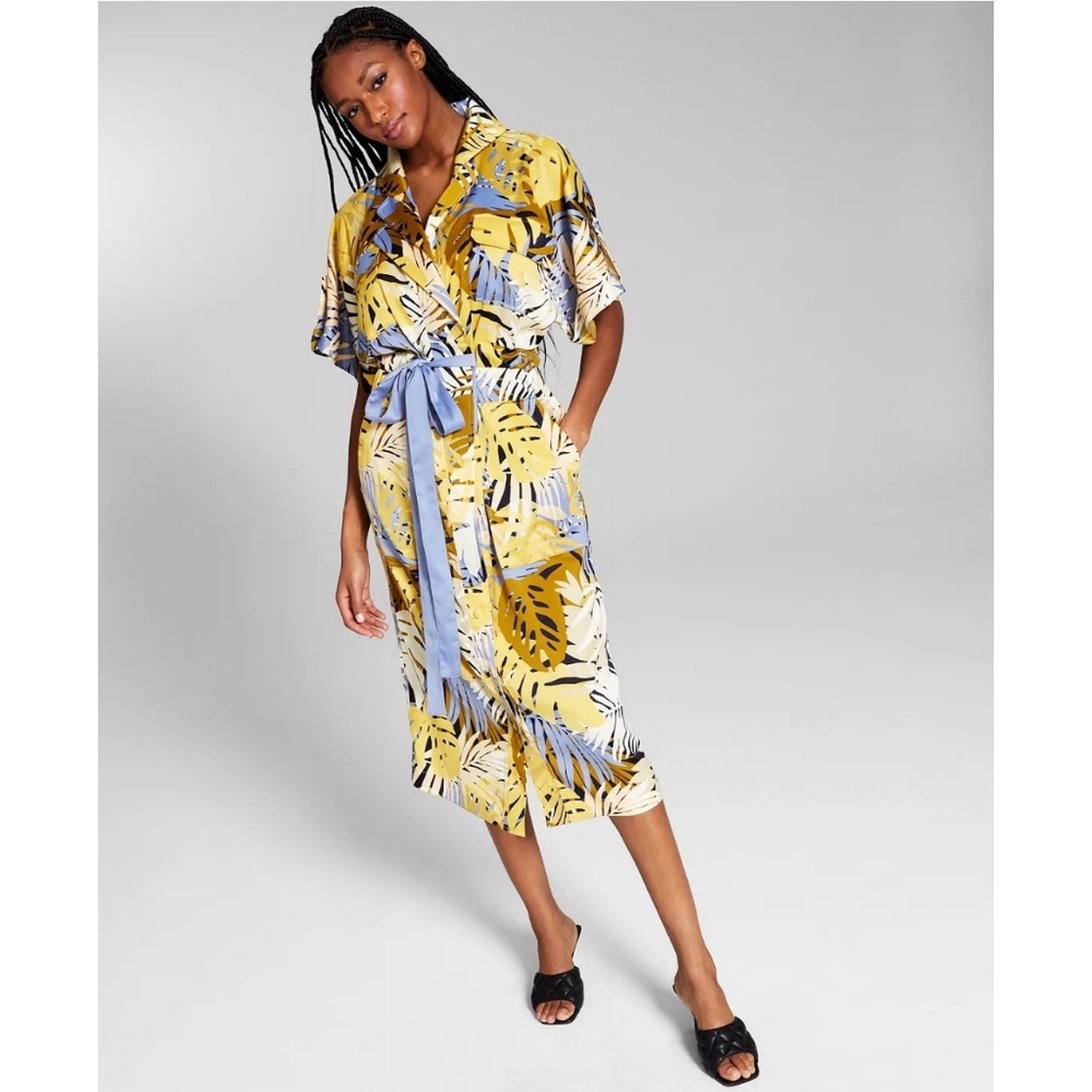 Jeannie Mai X INC Trench Top Palm Print